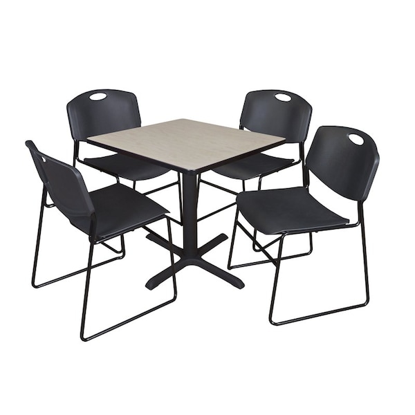 Cain Cain Square Table & Chair Set, Wood, Metal, Polypropylene Top TB3030PL44BK - main